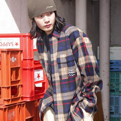 Fleece Plaid CPO Shirt Navy