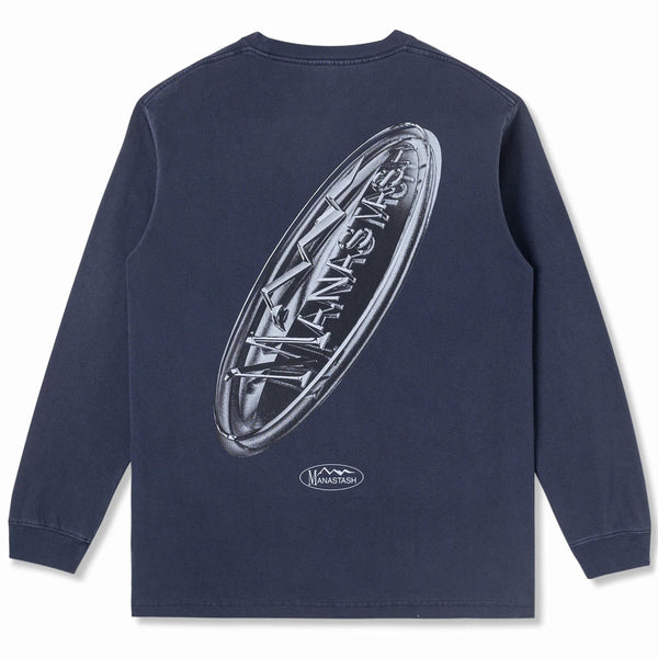 Metallic Logo Pumice Long Sleeve T-Shirt Navy