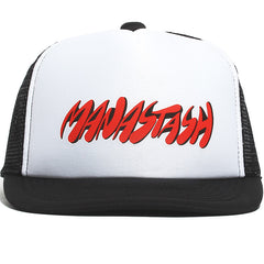 Swoosh Logo Mesh Trucker Black