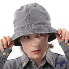 Washed Denim Bucket Hat Black