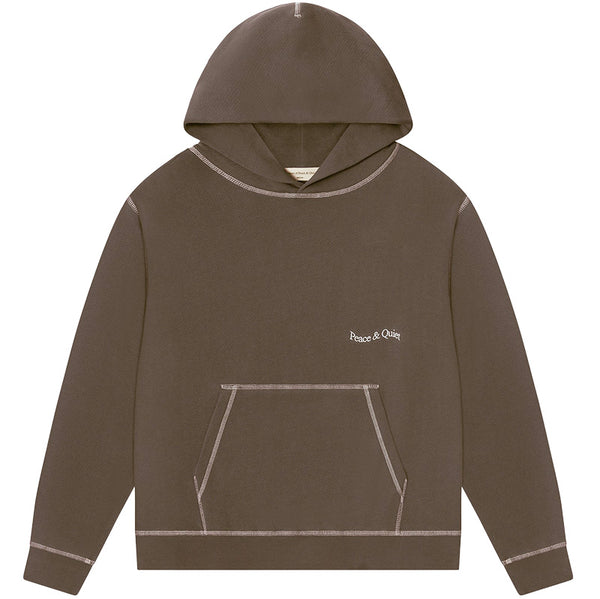 Wordmark Reverse Stitched Hoodie Brown