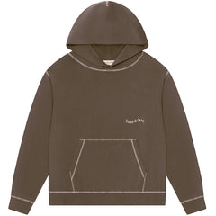 Wordmark Reverse Stitched Hoodie Brown