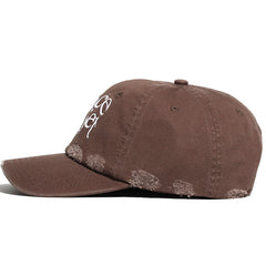 Warped Wordmark Distressed Dad Hat Coffee