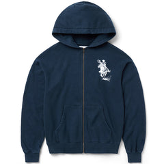 Barbed Zip Up Hoodie Hard Washed Navy