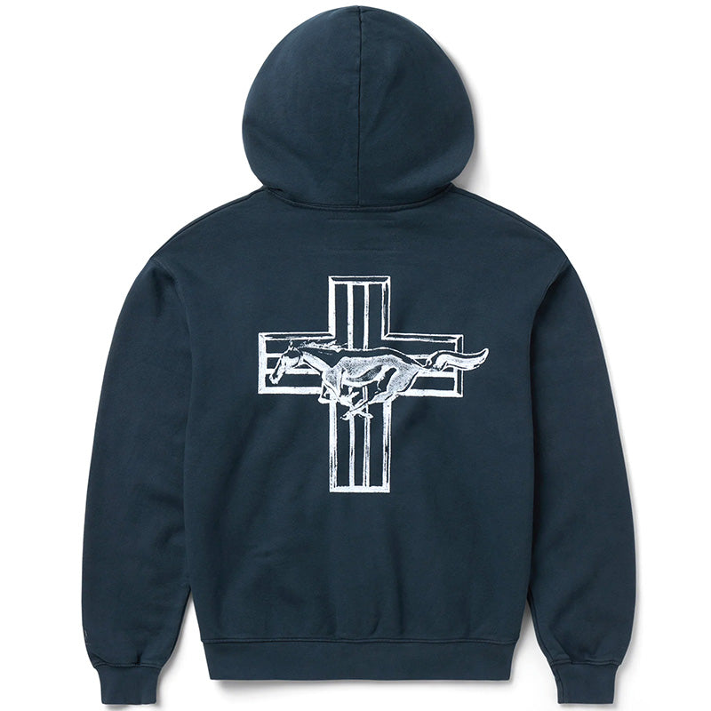 Mustang Cross Zip Up Hoodie Washed Black
