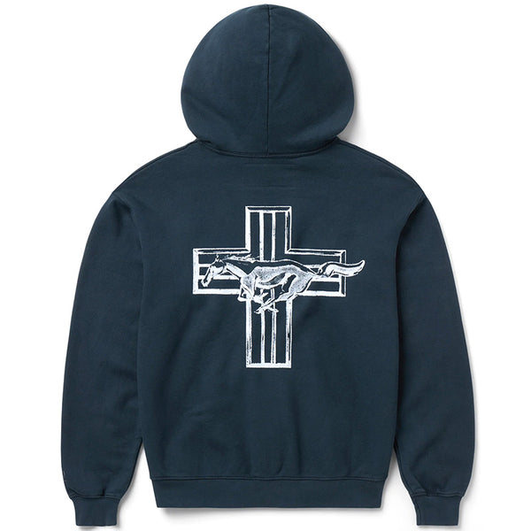 Mustang Cross Zip Up Hoodie Washed Black