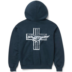 Mustang Cross Zip Up Hoodie Washed Black