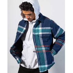 Hoffman Quilted Shirt Jacket Navy Plaid