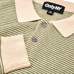 Linen Stripe Knit Polo Natural / Mallard