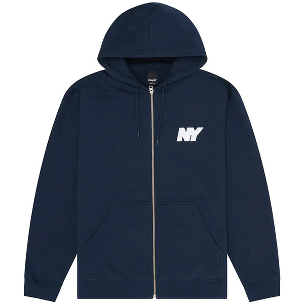 NY Speed Logo Embroidered Zip Hoodie Navy