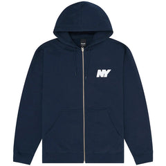 NY Speed Logo Embroidered Zip Hoodie Navy