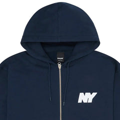 NY Speed Logo Embroidered Zip Hoodie Navy