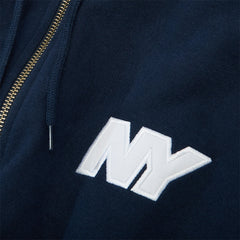 NY Speed Logo Embroidered Zip Hoodie Navy