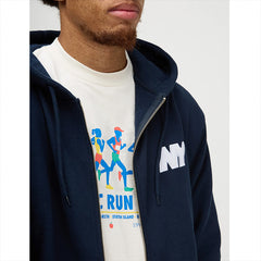 NY Speed Logo Embroidered Zip Hoodie Navy