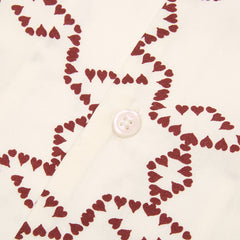 Hearts Rayon Camp Shirt Natural / Red