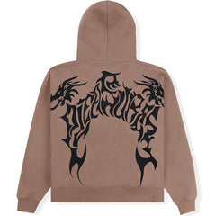 Dragon Zip Hoodie Brown