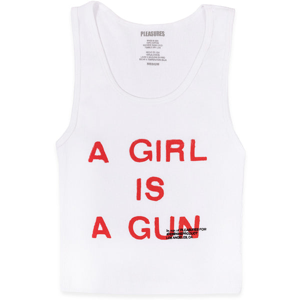 Women's Girl Is A Gun Tank Top White