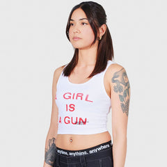 Women's Girl Is A Gun Tank Top White