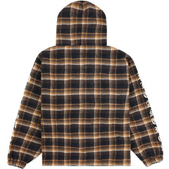 Groove Zip Poncho Hoodie Brown Plaid