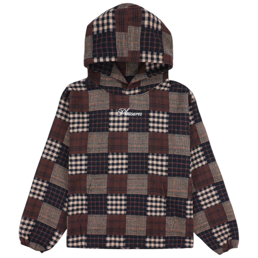 Madras Poncho Hoodie Brown