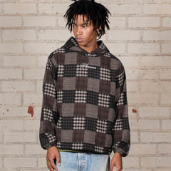 Madras Poncho Hoodie Brown