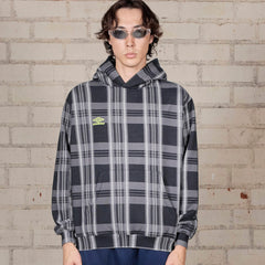 PLEASURES x Umbro Spine Plaid Hoodie Black