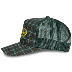 Happier Plaid Trucker Hat Green