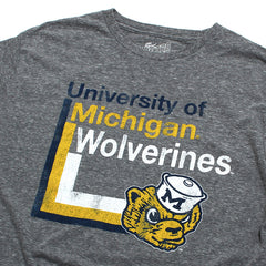 University of Michigan 1970s Square Tri-Blend T-Shirt Streaky Grey