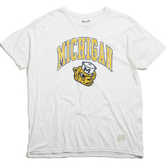 University of Michigan Arch & Wolverine Head Tri-Blend T-Shirt Streaky White