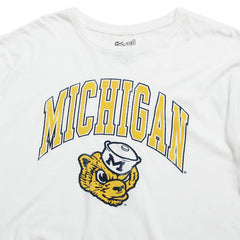 University of Michigan Arch & Wolverine Head Tri-Blend T-Shirt Streaky White