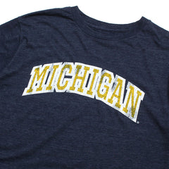 University of Michigan Thick Outline Arch Tri-Blend T-Shirt Streaky Navy