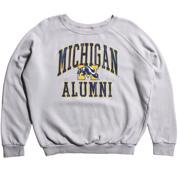 University of Michigan Wolverines Women's Alumni Arch & Wolverine M French Terry Crewneck Sweatshirt Ice Grey