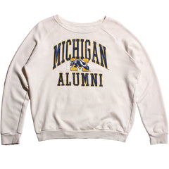University of Michigan Wolverines Women's Alumni Arch & Wolverine M French Terry Crewneck Sweatshirt Vintage White
