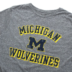 University of Michigan Wolverines Arch & Block M Text Tri-Blend T-Shirt Streaky Grey