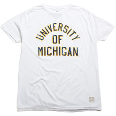 University of Michigan Wolverines Arched Full Text Tri-Blend T-Shirt Streaky White