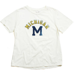 University of Michigan Wolverines Women's Arch & Skinny M T-Shirt Vintage White