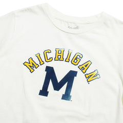 University of Michigan Wolverines Women's Arch & Skinny M T-Shirt Vintage White