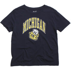 University of Michigan Wolverines Women's Arch & Wolverine Head T-Shirt Navy