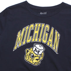 University of Michigan Wolverines Women's Arch & Wolverine Head T-Shirt Navy