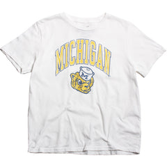 University of Michigan Wolverines Women's Arch & Wolverine Head T-Shirt White