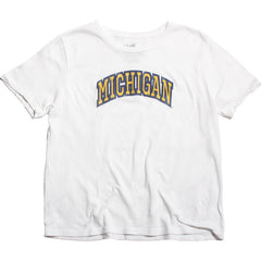 University of Michigan Wolverines Women's Faded Thick Outline Arch T-Shirt White