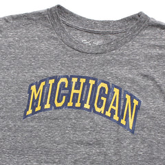 University of Michigan Wolverines Women's Faded Thick Outline Arch Tri-Blend T-Shirt Streaky Grey