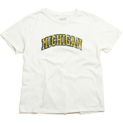 University of Michigan Wolverines Women's Thick Outline Arch T-Shirt Vintage White