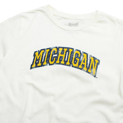 University of Michigan Wolverines Women's Thick Outline Arch T-Shirt Vintage White