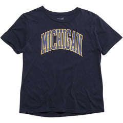 University of Michigan Wolverines Women's Tall Arch T-Shirt Navy / Blue Fill