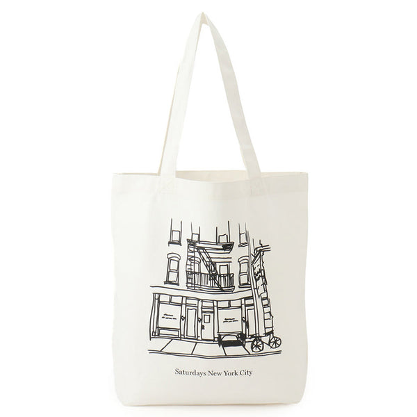 Cafe Sketch Canvas Tote Natural