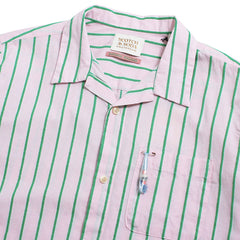 Toweling Striped Camp Shirt Pink / Green