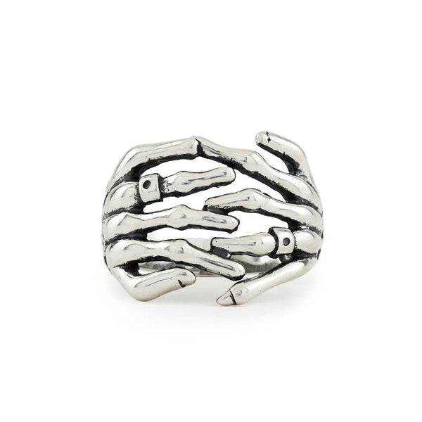 Silver Skeleton Hands Ring