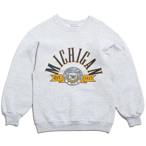 University of Michigan Circle Arch, Seal & Banner Gear For Sports Crewneck Sweatshirt Ash Grey (Small)