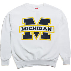 University of Michigan Big Outline Bar M SPA Crewneck Sweatshirt White (2XL)